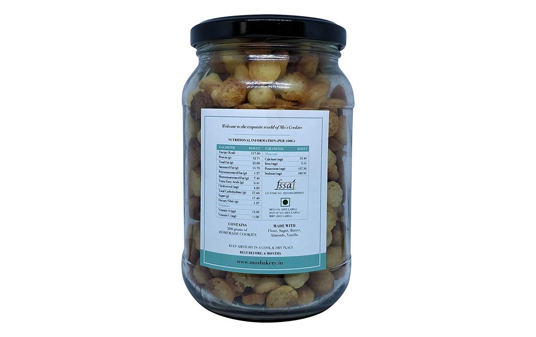 Mo's Almond Cookies    Glass Jar  200 grams